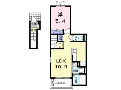 パストーソ I(1LDK/2階)の間取り写真