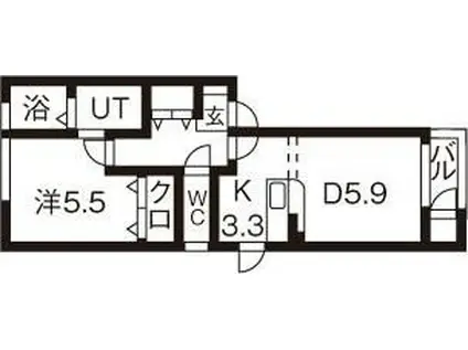 イトムンプラィ(1LDK/1階)の間取り写真