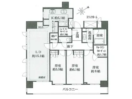 渋谷アインス(3LDK/6階)の間取り写真