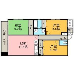 カーサシーガル弐番館(3LDK/4階)の間取り写真