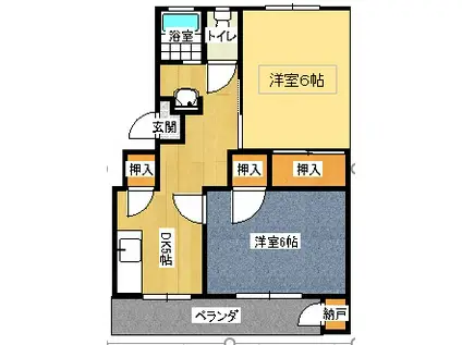 グランデ天神橋(2DK/1階)の間取り写真