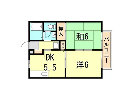 ピュアコートシミズ(2DK/1階)の間取り写真