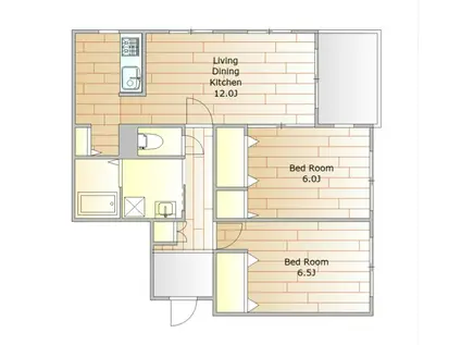 ファインスクエア祐天寺(2LDK/1階)の間取り写真