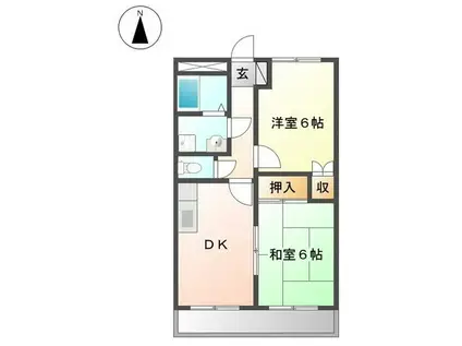 エスポワールマキ(2DK/1階)の間取り写真