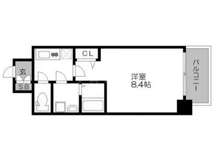 プランドール江戸堀レジデンス(1K/2階)の間取り写真