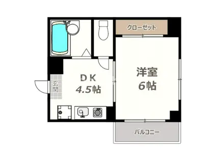 ベルメゾン駒川(1DK/2階)の間取り写真