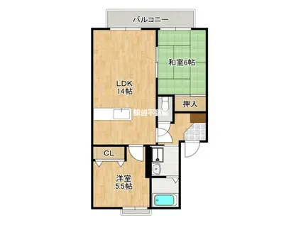 ラフォーレ三苫駅前B(2LDK/2階)の間取り写真