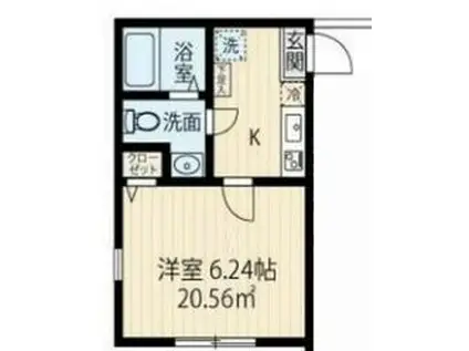 ラフィーネ上大岡IIB棟(1K/1階)の間取り写真