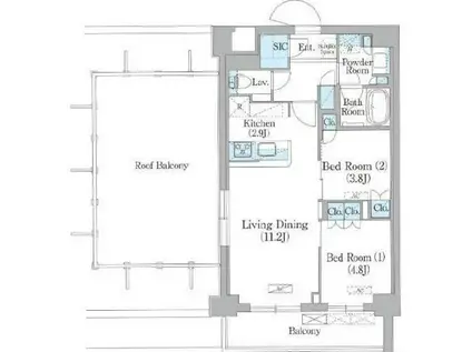 平和台1丁目M(2LDK/4階)の間取り写真