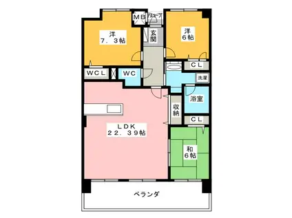 Dグランセ宮本町(3SLDK/1階)の間取り写真