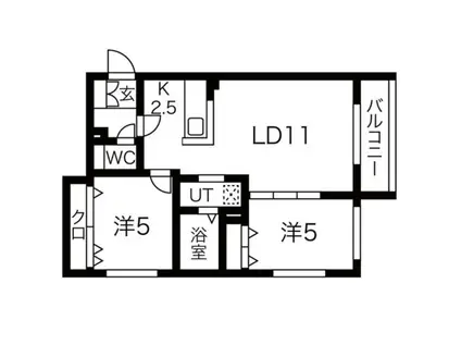 テラス ココロ(2LDK/3階)の間取り写真
