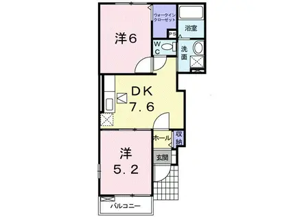 グランシャリオA(2DK/1階)の間取り写真