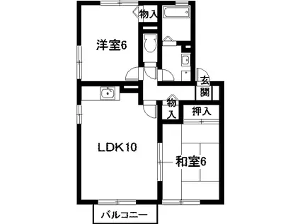 セジュール若松II(2LDK/2階)の間取り写真
