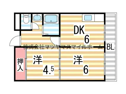 第3シャルマン四條畷(2DK/3階)の間取り写真