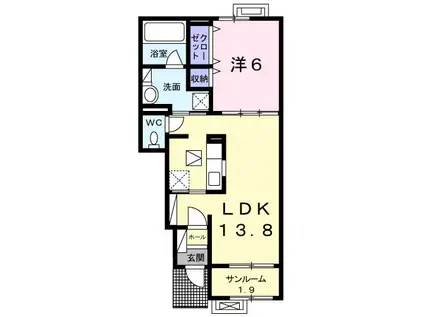 エムティハウスIII(1LDK/1階)の間取り写真