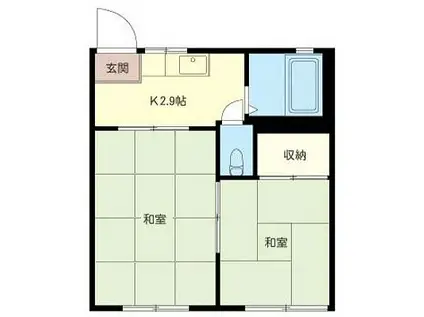 ハイツ高山(2K/1階)の間取り写真