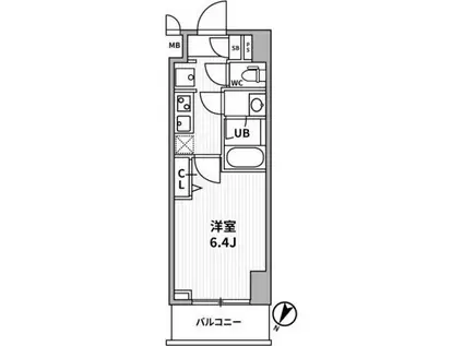 ALTERNA横濱阪東橋(1K/6階)の間取り写真