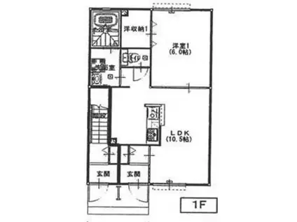 プリミエールかがやきの丘(1LDK/1階)の間取り写真