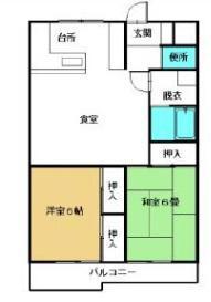 番町ロックレジデンス(2LDK/3階)の間取り写真