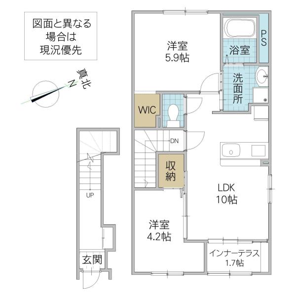 取手市寺田アパート(2LDK/2階)の間取り写真