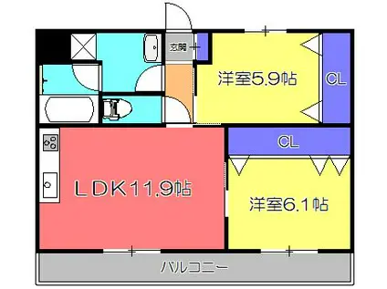 ADVANCE東陽(2LDK/3階)の間取り写真