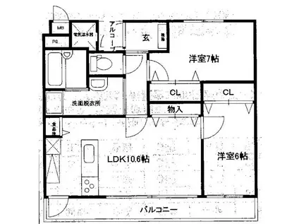 ビューティフルライフ(2LDK/3階)の間取り写真