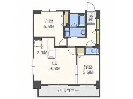 レジディア北3条(2LDK/3階)の間取り写真