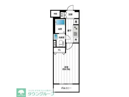 AZEST調布(1K/2階)の間取り写真