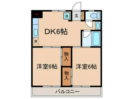 コーポブラッサム(2DK/1階)の間取り写真