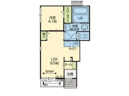 ランシェA(1LDK/1階)の間取り写真