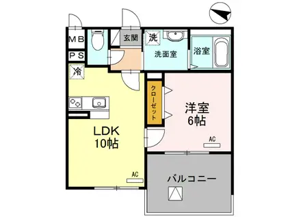 神戸HARBORSIDE 萬利RESIDENCE(1LDK/3階)の間取り写真