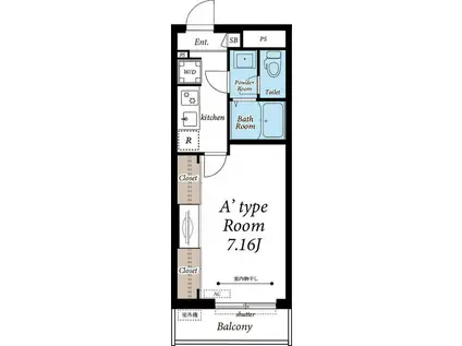 フェリアス長町(1K/3階)の間取り写真