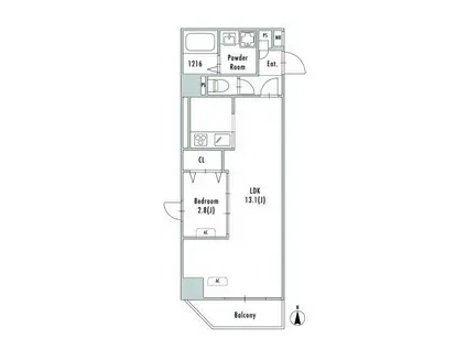 アルファコート谷在家(1LDK/6階)の間取り写真