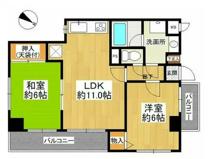 ライオンズマンション東川口第二(2LDK/2階)の間取り写真