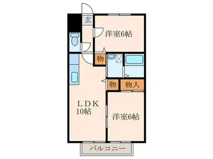 サンハイツ岡垣 B(2LDK/2階)の間取り写真