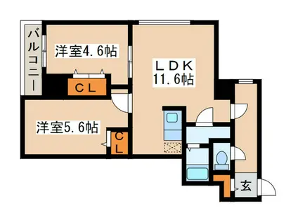 CASA VERDE HIRAGISHI (2LDK/4階)の間取り写真