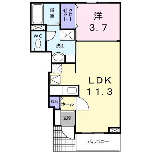 エテルノ II(1LDK/1階)の間取り写真