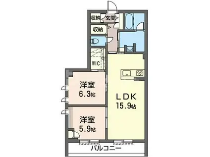 CASA DEL CIVETTA カーサ デル チベッタ(2LDK/1階)の間取り写真