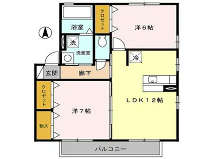 RADIUS B(2LDK/2階)の間取り写真