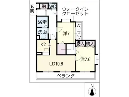 GREEN HILLS AZAREA(2LDK/2階)の間取り写真