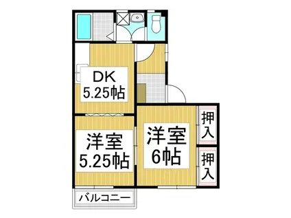 エグゼ東和(2DK/1階)の間取り写真