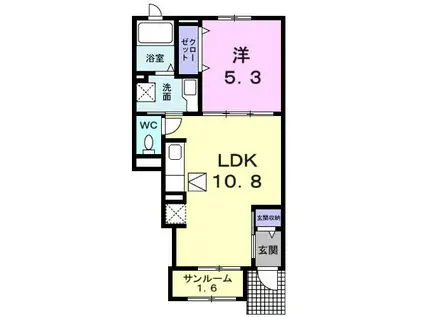 トルナール(1LDK/1階)の間取り写真