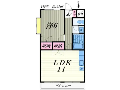 ファミネス梅田(1LDK/3階)の間取り写真