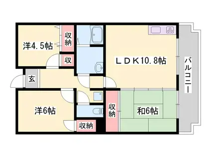 ジュネスコートA(3LDK/3階)の間取り写真