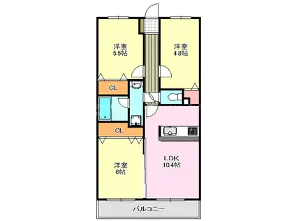 サンパティークちぐさI(3LDK/3階)の間取り写真