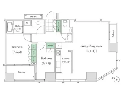 シティタワー新宿新都心(2LDK/28階)の間取り写真