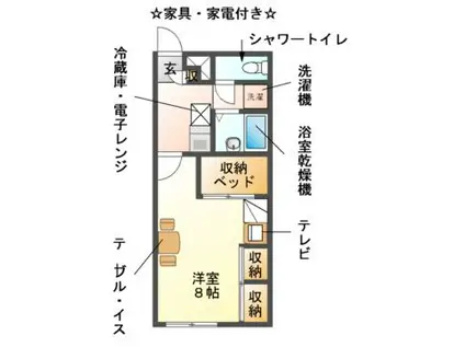 レオパレスコモド 太平(1K/3階)の間取り写真