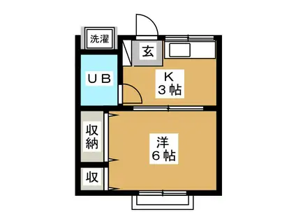 コーポアキ(1K/1階)の間取り写真