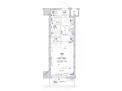 パレステュディオ新宿パークサイド(1K/11階)の間取り写真