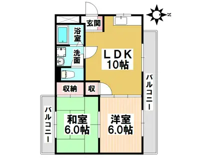 アベニュー下山(2LDK/1階)の間取り写真